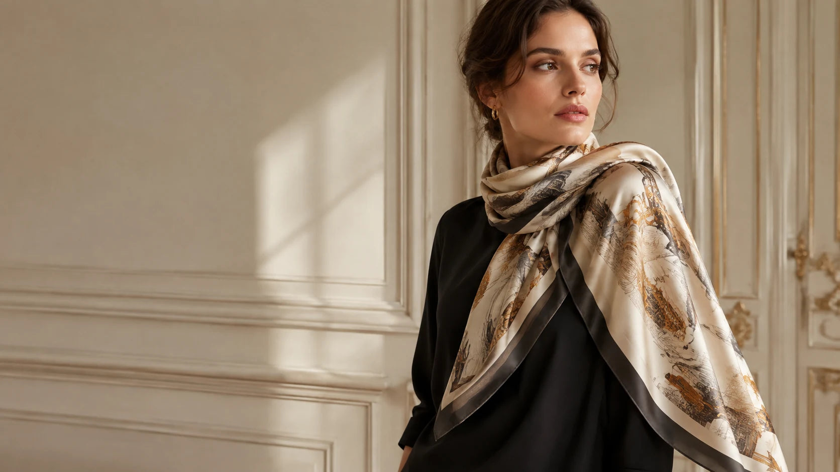SOIERIE editorial portrait with a luxury scarf
